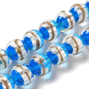 Lampwork Beads Strands, Round, Dodger Blue, 12mm, Hole: 1.2mm, about 45pcs/strand, 19.29''(49cm)