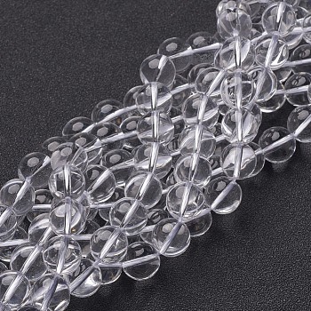 Synthetic Quartz Crystal Beads Strands, Round, Clear, 14mm, Hole: 1mm, about 28pcs/strand, 15.5 inch