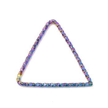 304 Stainless Steel Linking Rings, Textured, Triangle, Rainbow Color, 21x22x1mm, Inner Diameter: 19x18mm