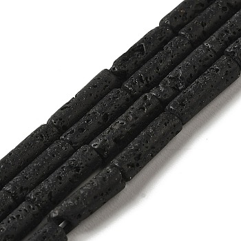 Natural Lava Rock Beads Strands, Column, 13.5~14x4~4.5mm, Hole: 1.2mm, about 28pcs/strand, 15.16''(38.5cm)