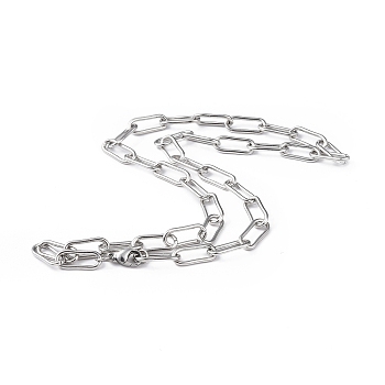 201 Stainless Steel Paperclip Chain Necklace for Men Women, Stainless Steel Color, 20.67 inch(52.5cm)