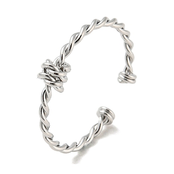 Brass Twist Knot Open Cuff Rings, Platinum, US Size 8(18.1mm)