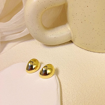 Teardrop Alloy Stud Earrings, Half Hoop Earrings, Golden, 23x23mm