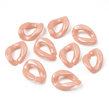 Opaque Acrylic Linking Rings, Quick Link Connectors, For Jewelry Curb Chains Making, Twist, Dark Salmon, 18.5x13.5x4mm, Inner Diameter: 10x5mm, about 1190pcs/500g
