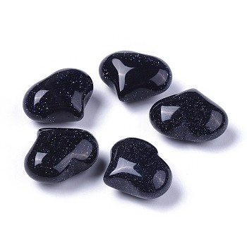 Synthetic Blue Goldstone Beads, No Hole/Undrilled, Heart, 20x25x11~13mm