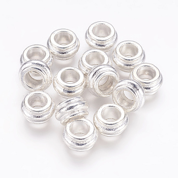 Tibetan Style Spacer Beads, Lead Free & Cadmium Free, Rondelle, Silver Color Plated, Size: about 12mm in diameter, 7mm thick, hole: 6.5mm