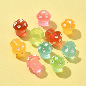 10Pcs Luminous Resin Display Decorations, Glow in the Dark, Mushrooms, Mixed Color, 12.5x11mm