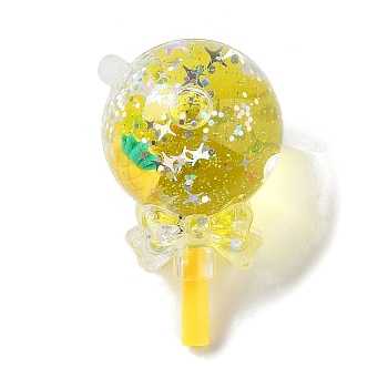 Acrylic Pendants, with Plastic, Lollipop, Yellow, 64x38mm, Hole: 2mm