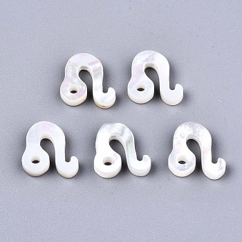 Natural White Shell Beads, Mother of Pearl Shell Beads, Top Drilled Beads, Constellation/Zodiac Sign, Leo, 11.5x11.5x2.5mm, Hole: 0.8mm