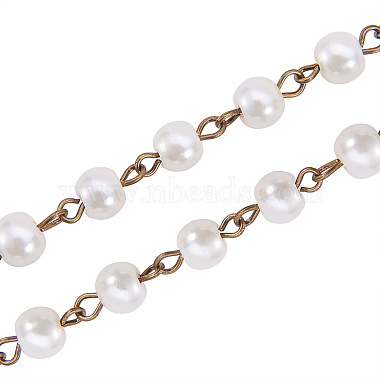 Handmade Round Glass Pearl Beads Chains for Necklaces Bracelets Making(X-AJEW-JB00035-02)-4