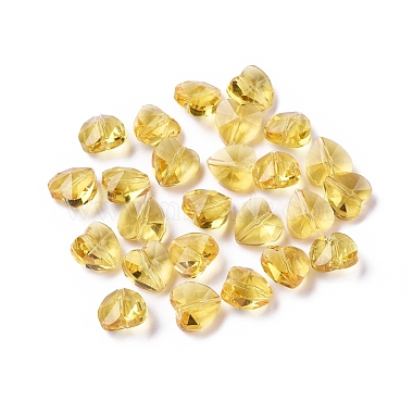 10mm Gold Heart Glass Beads