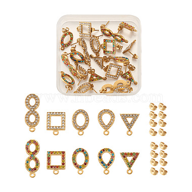 Golden Mixed Shapes 304 Stainless Steel Stud Earring Findings