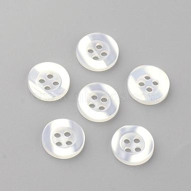 14L(9mm) Seashell Flat Round Plastic 4-Hole Button