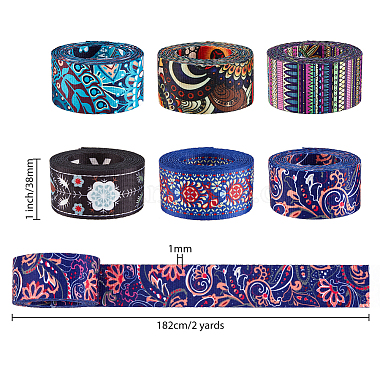 12 Yards 6 Patterns Ethnic Style Double-Sided Polyester Ribbon(OCOR-FH0001-16)-2