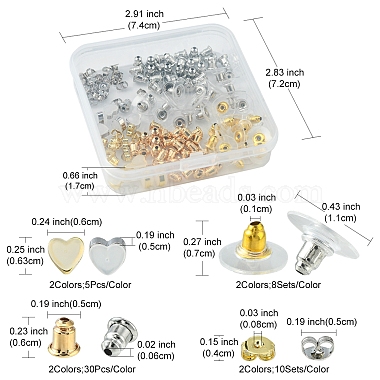 142Pcs 8 Style Brass & Silicone Earring Nuts(KK-YW0001-43)-4