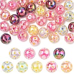 40Pcs Printed Transparent Acrylic Beads, Bead in Bead Round with Clover/Butterfly/Flower/Cross, AB Color, Mixed Color, 15.9mm, Hole: 2.8mm(MACR-YW0004-65)