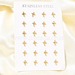 304 Stainless Steel Stud Earrings for Women, Cross, Golden, 9x6.5mm(SA-CBA7062-24G)