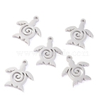 Non-Tarnish 304 Stainless Steel Charms, Laser Cut, Sea Turtle, Stainless Steel Color, 12x11x1mm, Hole: 1mm(STAS-O142-21P)