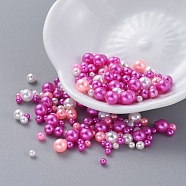 ABS Plastic Imitation Pearl, No Hole Beads, UV Resin Filler, Epoxy Resin Jewelry Making, Round, Magenta, 2.3~4.7mm, about 250pcs/bag(X-KY-I005-01E)