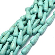 Synthetic Turquoise Beads Strands, Waterdrop, 30x10mm, Hole: 1.4mm, about 13pcs/strand, 15.75''(40cm)(G-E576-38)
