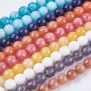 Natural White Jade Bead Strands, Dyed, Faceted, Round, Mixed Color, 6mm, Hole: 1mm, 67pcs/strand, 14.9 inch(G-R166-6mm-M2)