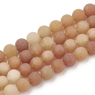 Natural Red Aventurine Beads Strands, Frosted, Round, 6mm, Hole: 1mm, about 63pcs/strand, 15.5 inch(G-T106-266)