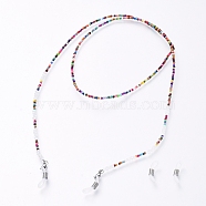Glass Seed Beads Glasses Neck Cord, Strap Eyeglass String Holder, with Glass Beads and Rubber Loop Ends, Colorful, 29.9 inch(76cm)(AJEW-EH00025)