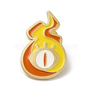 Cartoon Seraph Enamel Pins, Fire with Eye Alloy Brooch for Backpack Clothes, Yellow, 28.5x17.5x1.5mm(JEWB-P030-J01)