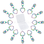 12Pcs #5 Alloy Zipper Sliders, Zip Pull Heads, Heart, Rainbow Color, 4cm(FIND-GF0006-29A)