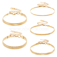 Elite 5Pcs 5 Size Ion Plating(IP) 304 Stainless Steel Herringbone Chain Bracelets Set for Men Women, Real 18K Gold Plated, 5-7/8~6 inch(15~15.3cm), 1Pc/size(BJEW-PH0004-37)