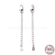 925 Sterling Silver Chain Extenders, with Lobster Claw Clasps & Charms, Teardrop, Antique Silver, 64x2.5mm, Hole: 2.4mm(STER-D036-31AS)
