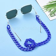 Eyeglasses Chains, Neck Strap for Eyeglasses, with Acrylic Curb Chains, 304 Stainless Steel Jump Rings and Rubber Loop Ends, Royal Blue, 27.56 inch(70cm)(AJEW-AL0009-10)