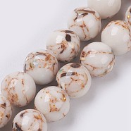 Sea Shell and Synthetic Turquoise Assembled Beads Strands, Round, Old Lace, 6mm, Hole: 1.2mm, about 65pcs/strand, 15.7 inch(40cm)(G-G758-08-6mm)