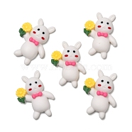 Opaque Resin Cabochons, Rabbit, White, 29x22x7mm(CRES-D001-06)