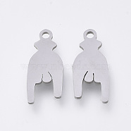 201 Stainless Steel Pendants, Laser Cut Pendants, Stainless Steel Color, 16x7x1mm, Hole: 1.2mm(STAS-S110-002P)