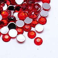 Imitation Taiwan Acrylic Rhinestone Cabochons, Faceted, Half Round, Red, 3x1mm, about 10000pcs/bag(GACR-A002-3mm-06)