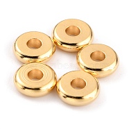 Brass Beads, Long-Lasting Plated, Flat Round, Real 24K Gold Plated, 6x1.7mm, Hole: 2mm(KK-O133-317E-G)
