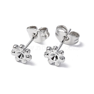 304 Stainless Steel Stud Earring Findings, with Rhinestone Setting and Ear Nuts, Flower, Stainless Steel Color, Fit For 2mm Rhinetstone, 6mm, Pin: 0.7mm(STAS-F286-15P)