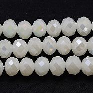 Electroplate Glass Bead Strands, Full Luster Plated, Faceted, Rondelle, WhiteSmoke, 3.5x2.5~3mm, Hole: 1mm, about 120pcs/strand, 13.7~14.1 inch(33~34cm)(X-GLAA-F001-3x2mm-30L)