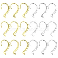 20Pcs 2 Colors Alloy Ear Cuff Findings, with 7 Loops, Ear Wrap Earring Hooks for Non Piercing Earring Making, Golden & Silver, 58x35x2mm, Hole: 2.5mm, 10Pcs/color(PALLOY-CJ0002-62)