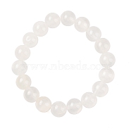 Natural Green Jade(Dyed) Round Beaded Stretch Bracelets, White, Inner Diameter: 2 inch(5cm), 10mm(G-U005-01C-05)