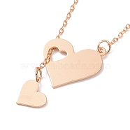 302 Stainless Steel Heart Puzzle Pendant Lariat Necklaces, Lariat Y Necklace with Cable Chains for Women, Light Gold, 18.50 inch(47cm)(NJEW-I118-01KCG)