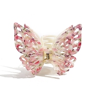 Acrylic Claw Hairs Clips, Three Layers Hollow Butterfly, Camellia, 75x95mm(PW-WGF7606-06)