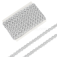 10M Polyester Metallic Braided Lace Trim, for Curtain, Clothes Decoration, Silver, 3/8 inch(10mm), about 10.94 Yards(10m)/Card(DIY-WH0491-44C)