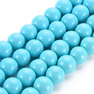 Painted Glass Bead Strands, Baking Paint, Round, Light Sky Blue, 6mm, Hole: 1.3~1.6mm, about 133pcs/strand, 31.4 inch(DGLA-S071-6mm-43)