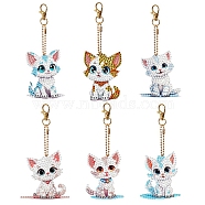 Cat Diamond Painting Pendant Decoration Kits, Including Acrylic Board, Pendant Decoration Clasp, Bead Chain, Rhinestones Bag, Diamond Sticky Pen, Tray Plate and Glue Clay, Mixed Color, 70x68mm(PW-WG50567-01)