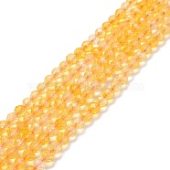 Natural Yellow Quartz Beads Strands, Faceted, Round, 4mm, Hole: 0.9mm, about 92~96pcs/strand, 14.49''(36.8~39.1cm)(G-D463-06)