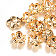 5-Petal Brass Bead Caps, Flower, Light Gold, 13.5x6mm, Hole: 1mm(X-KK-R037-54KC)