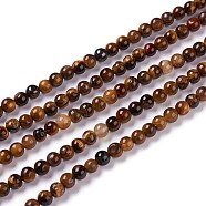 Natural Yellow Tiger Eye Beads Strands, Grade B, Round, 6mm, Hole: 1mm, about 65~70pcs/strand, 14.76~15.75 inch(37.5~40.5cm)(G-H238-6mm)