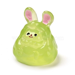 Luminous Resin Cute Little Rabbit Ornaments, Glow in the Dark, Micro Landscape Decoration, Light Green, 25x22x19.5mm(RESI-I054-01E)